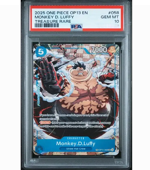 2025 ONE PIECE OP13-CARRYING ON HIS WILL #058 MONKEY D. LUFFY TREASURE RARE (PSA 10)