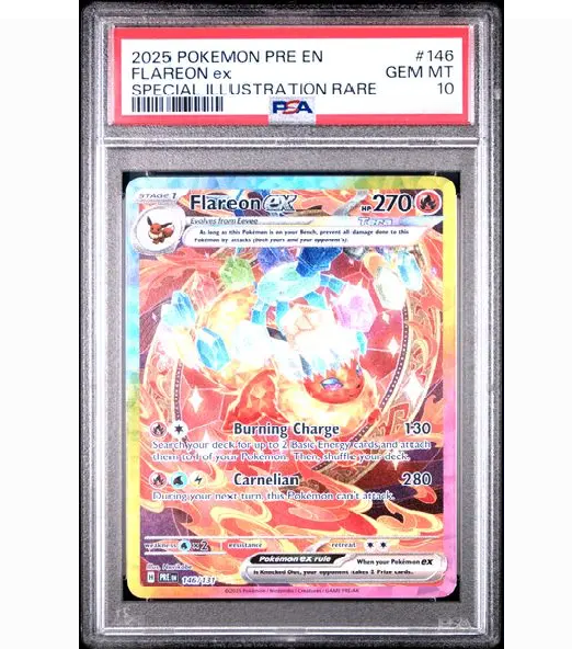 2025 POKEMON PRE EN-PRISMATIC EVOLUTIONS #146 FLAREON ex SPECIAL ILLUSTRATION RARE (PSA10)