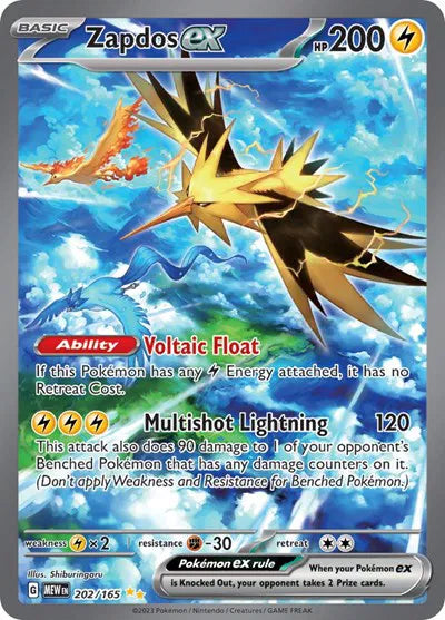 Zapdos ex SV: 151 Special Illustration Rare • 202/165 Holofoil