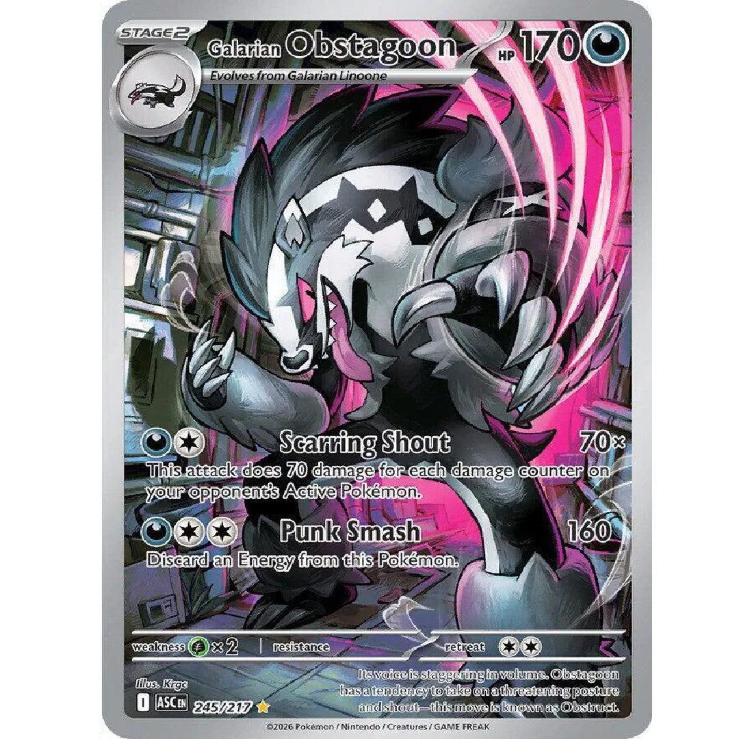 Galarian Obstagoon Ascended Heroes Illustration Rare • 245/217 Holofoil