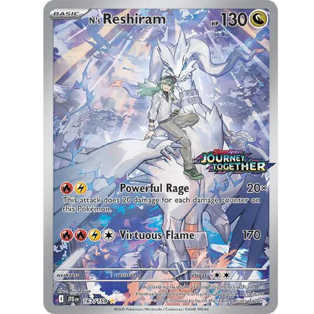 N's Reshiram (Journey Together Stamped) Scarlet & Violet Promo Illustration Rare • 167/159 Holofoil